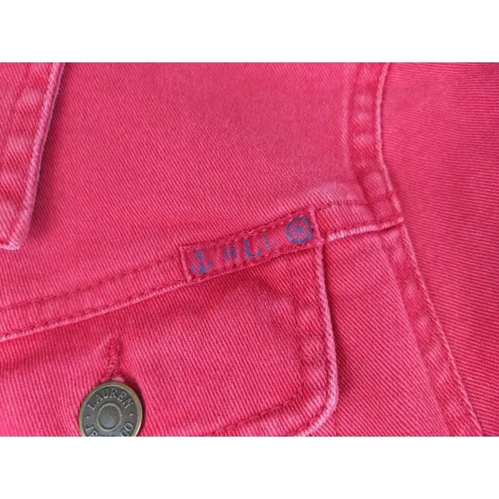 Ralph Lauren Jeans Co. Womens M Vintage Red Denim Jean Jacket Metal Logo Buttons - Picture 7 of 16